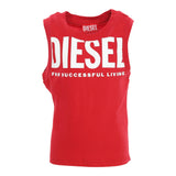 Diesel Canotta Girocollo Tinta Unita Con Stampa Logo In Contrasto Rosso Per Bambino
