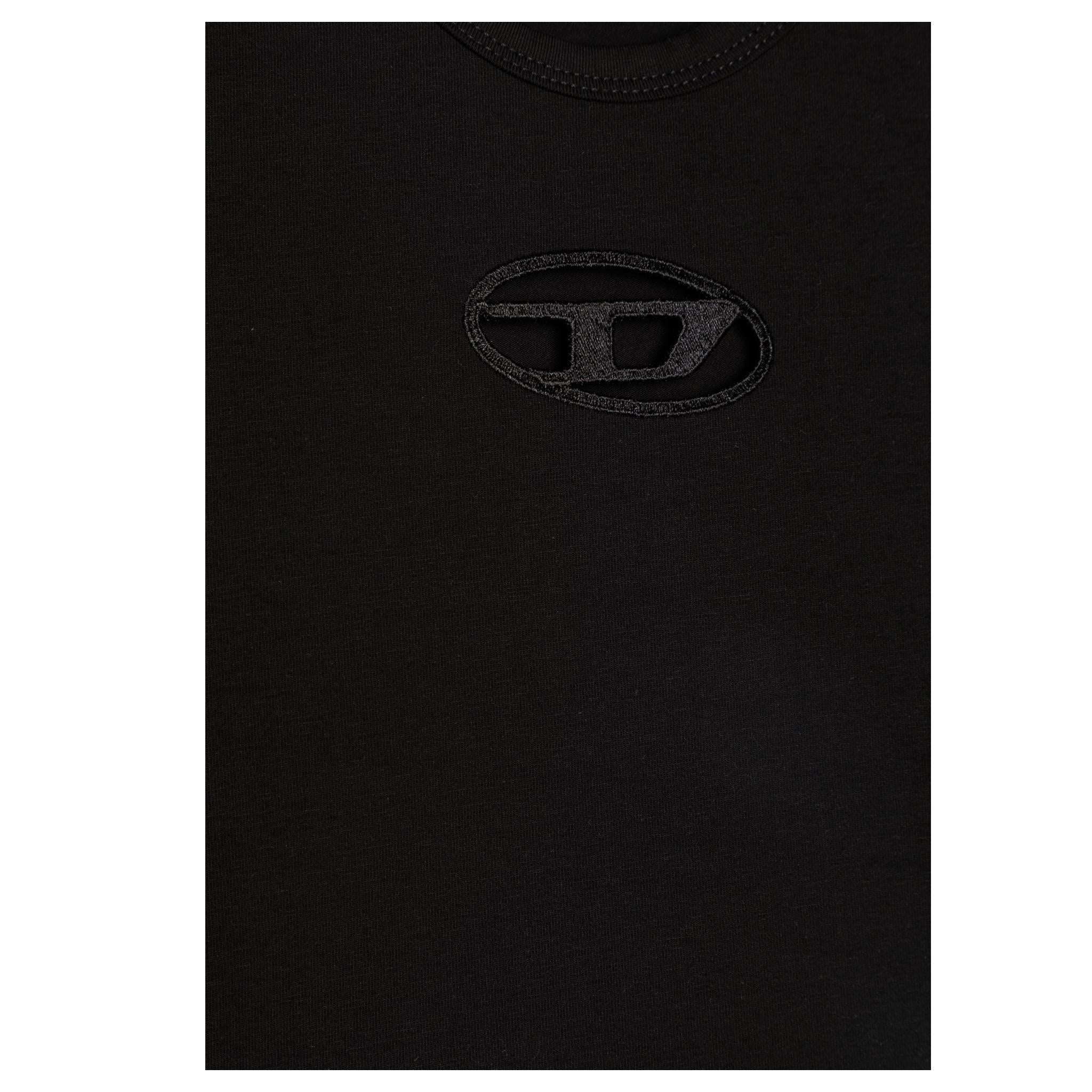 Diesel T-Shirt Girocollo Tinta Unita con Logo per Bambina J01830XX NERO DIESEL 