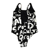 Dsquared2 Costume Intero Tinta Unita Logato Nero Per Bambina