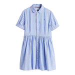 Tommy Hilfiger Abito Tinta Unita con Fantasia A Righe Mezza Manica per Bambina KG0KG08579 AZZURRO TOMMY HILFIGER 