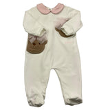 LE BEBE' tutina manica lunga tinta unita con orso Bianco per Neonata LBG6008 BIANCO LE BEBE' 