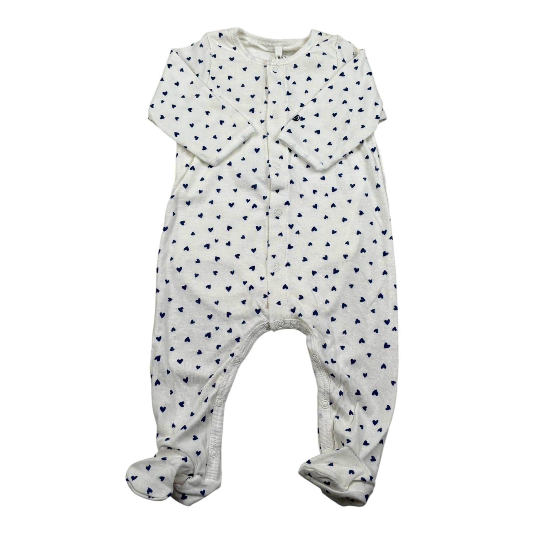 Petit Bateau Tutina Manica Lunga Tinta Uita con Stampe Cuori Panna per Neonato A087P PANNA PETIT BATEAU 