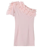 Patrizia Pepe Abito Monospalla Tinta Unita Con Rouches Rosa Per Bambina