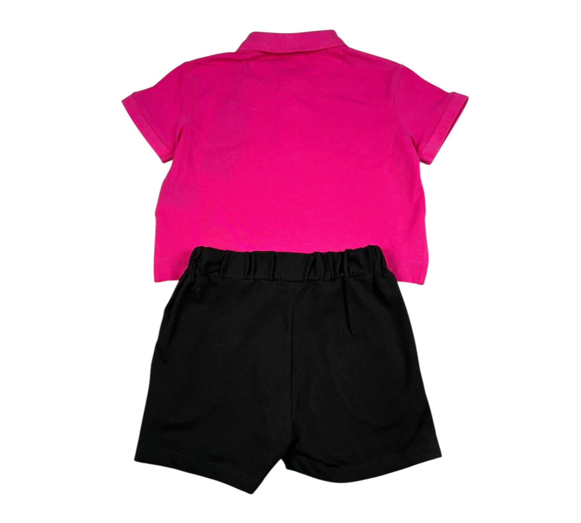 John Richmond Completo 2 Pezzi Polo-Short Bicolore per Bambina RGP26028CE FUXIA/NERO JOHN RICHMOND 