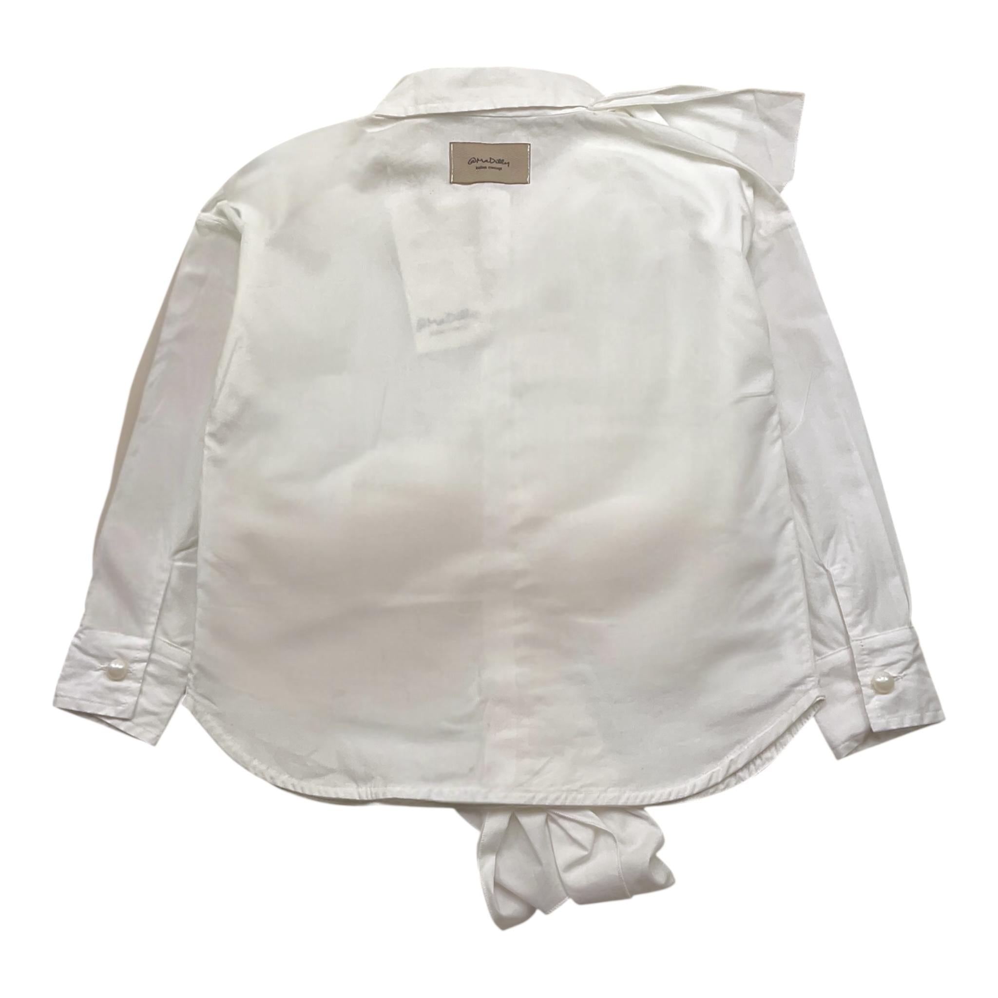 @MADILLY camicia tinta unita manica lunga con balze Bianco per Bambina 01884 BIANCO @MADILLY 