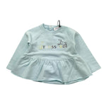 TRUSSARDI felpa girocollo tinta unita con stampa Azzurro per Neonata TIA25157FE AZZURRO TRUSSARDI 