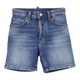Dsquared2 Bermuda In Denim Tinta Unita per Bambino DQ2838X BLU DSQUARED2 