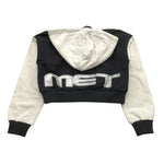 MET felpa girocollo tinta unita con stampa e zip Nero per Bambina ME591 NERO MET 