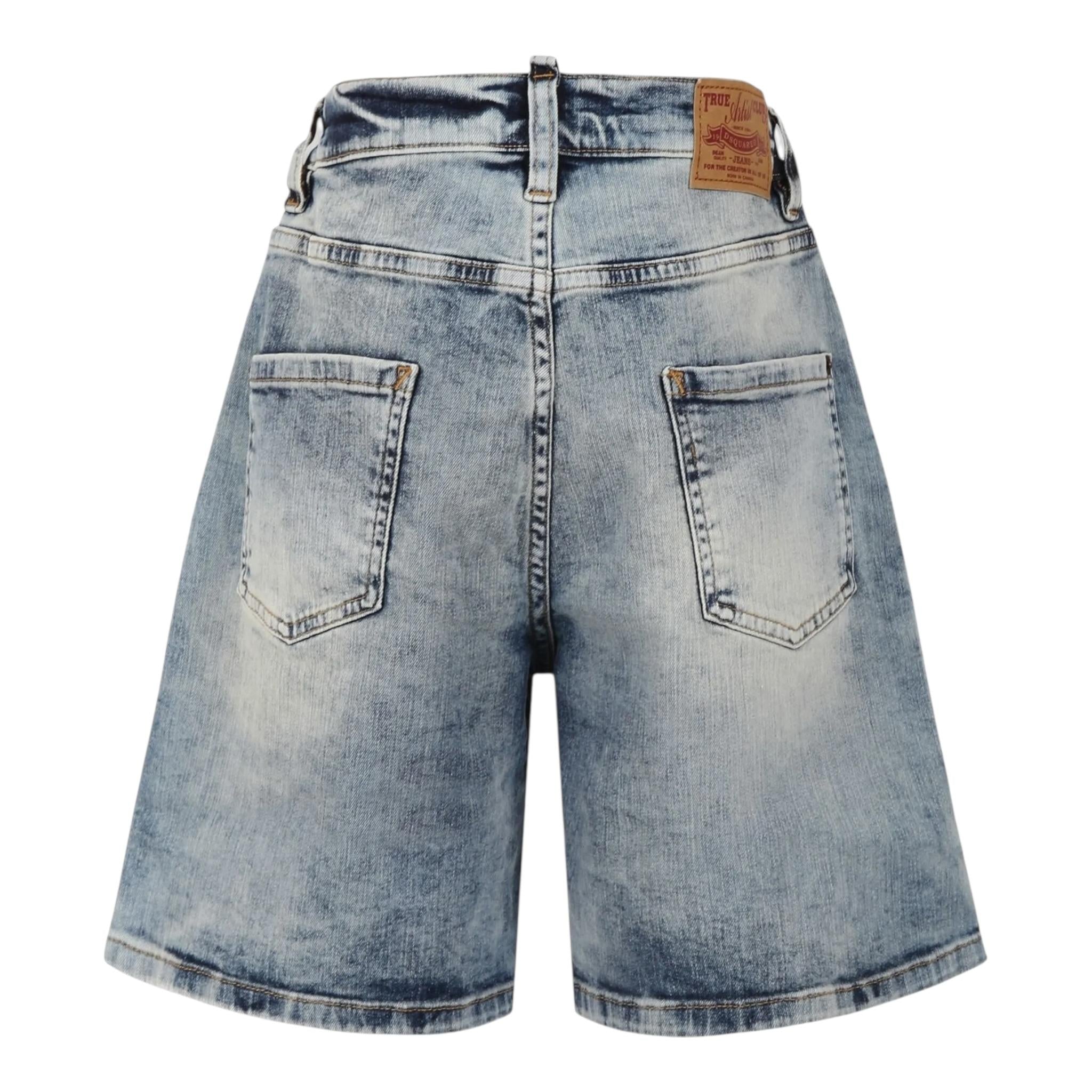 Dsquared2 Bermuda In Denim tinta unita Azzurro per Bambino DQ2828X AZZURRO DSQUARED2 