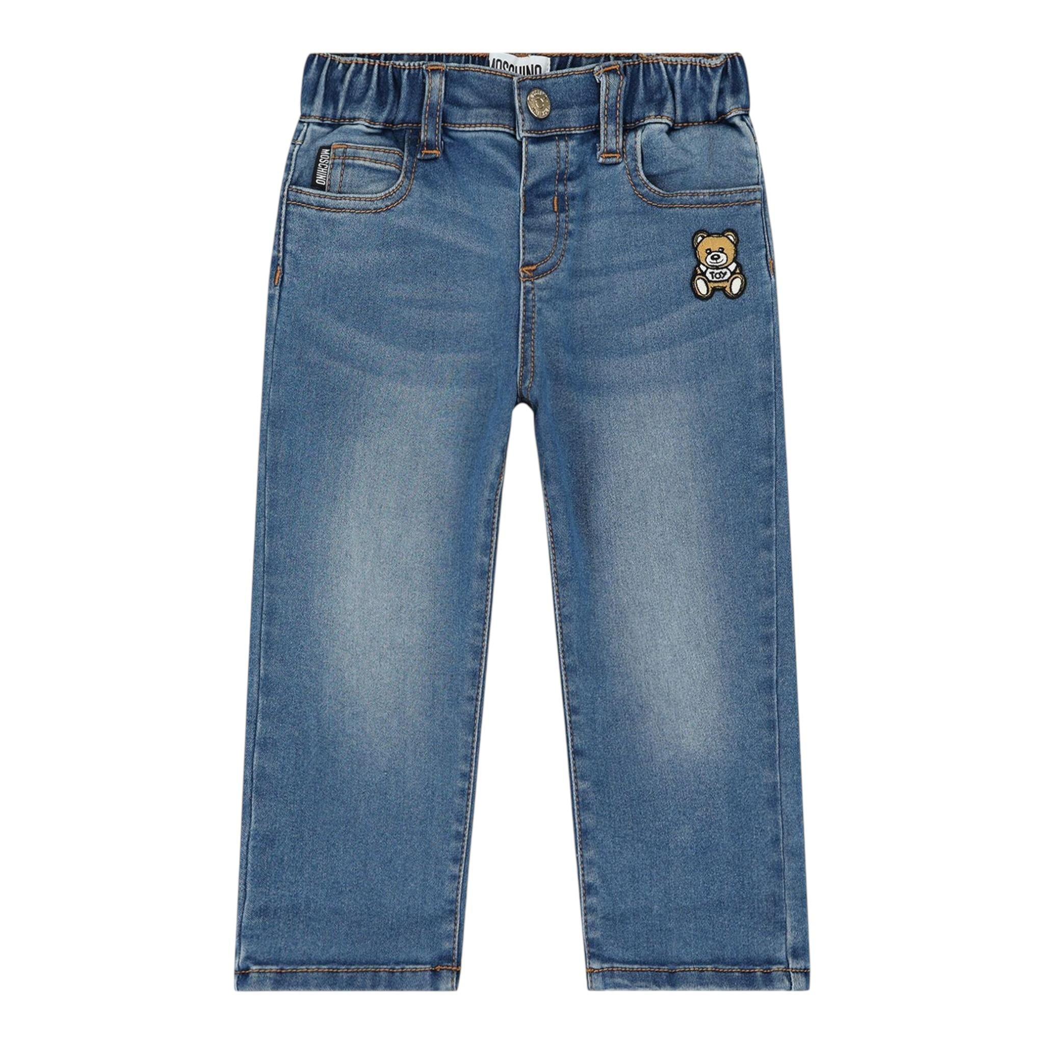 MOSCHINO jeans tinta unita con elastico in vita Blu per Neonato MUP059 BLU MOSCHINO 