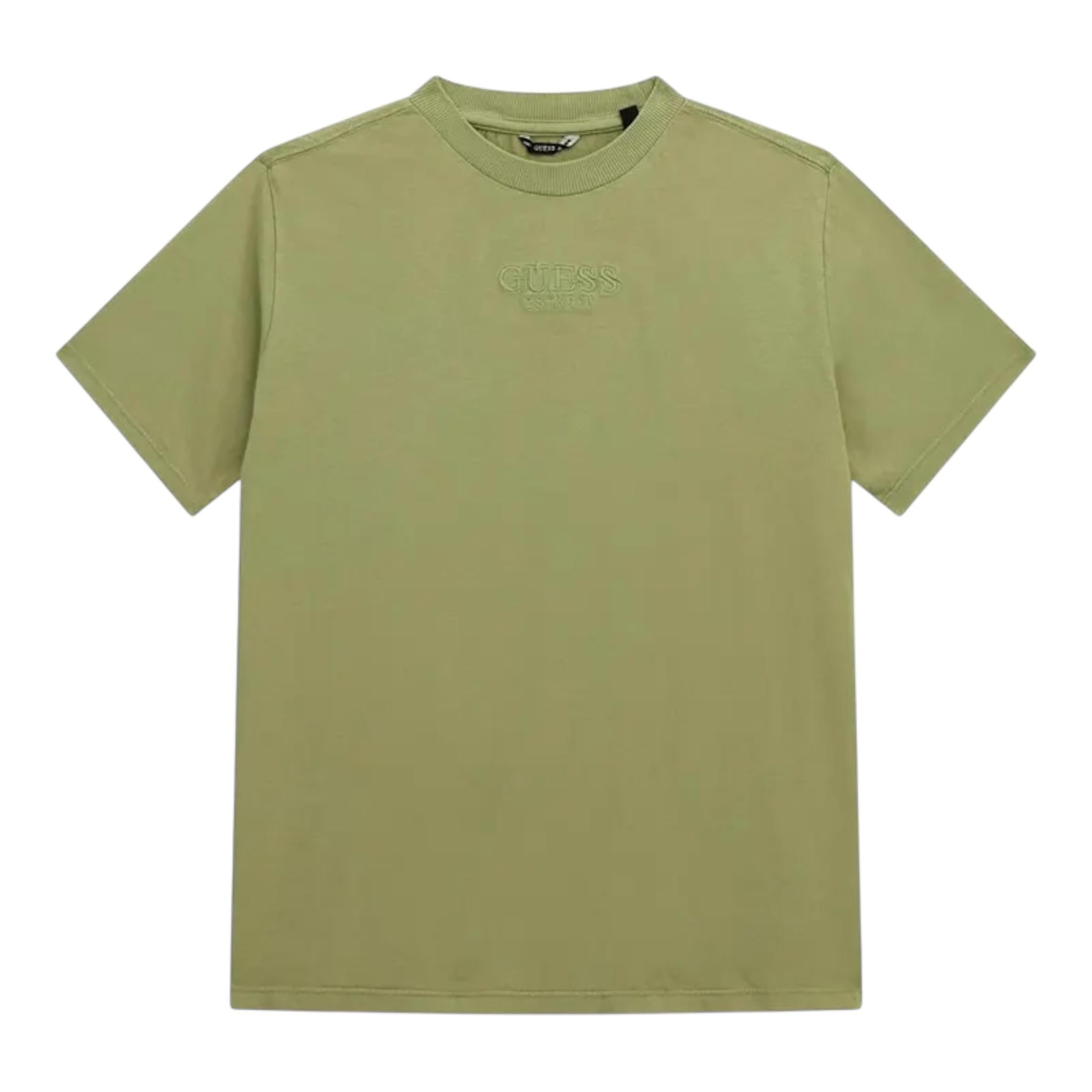 Guess T-Shirt Girocollo Tinta Unita con Stampa per Bambino L5RI36K8HM4 VERDE GUESS 