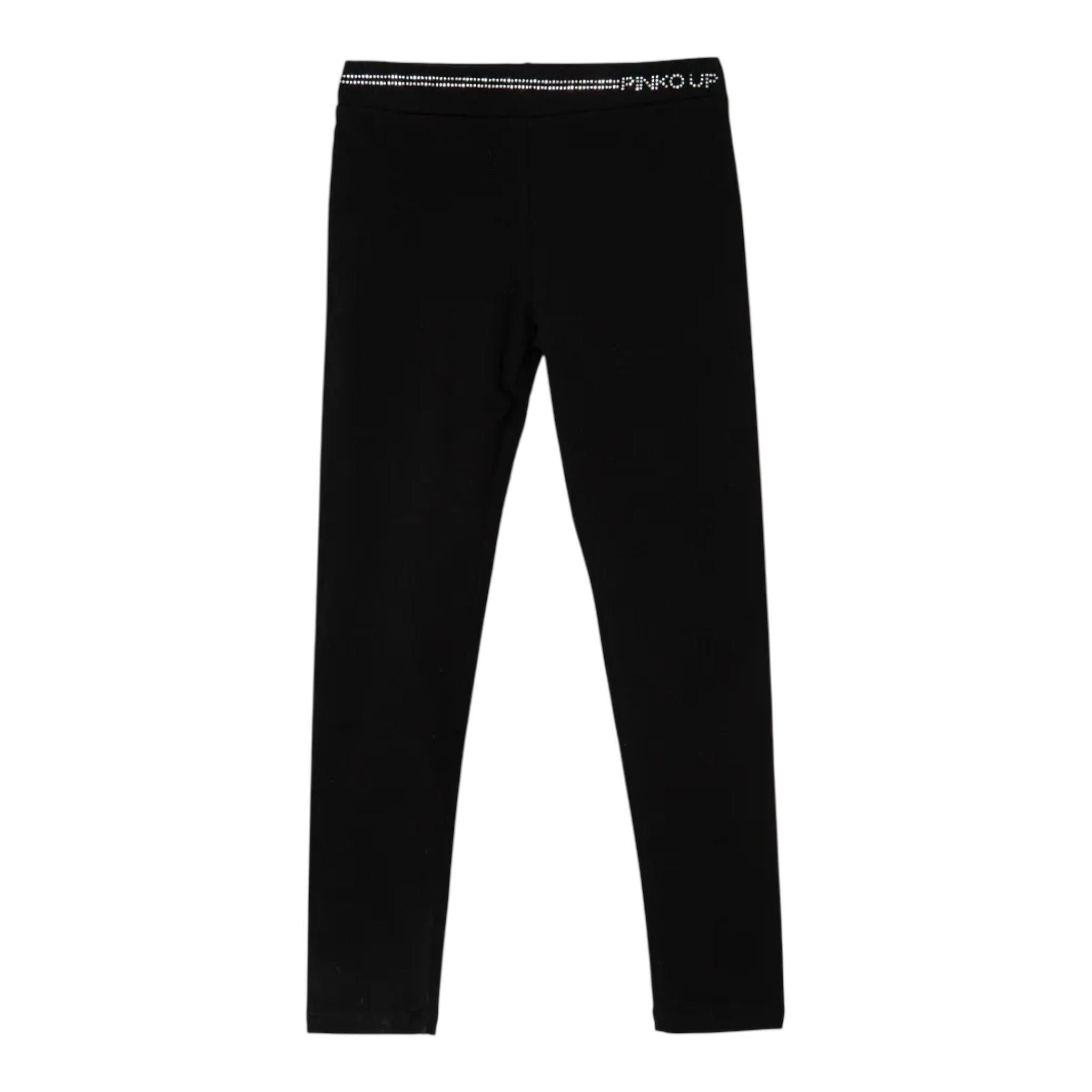 PINKO leggins tinta unita con logo Nero per Bambina F4PIJGLG137 NERO PINKO 
