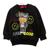 YOSHII felpa girocollo tinta unita con stampa Nero per Neonato YSH022 NERO YOSHII 