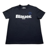 Blauer T-Shirt Girocollo Tinta Unita con Logo per Bambino 25SBLKH02507 NERO BLAUER 