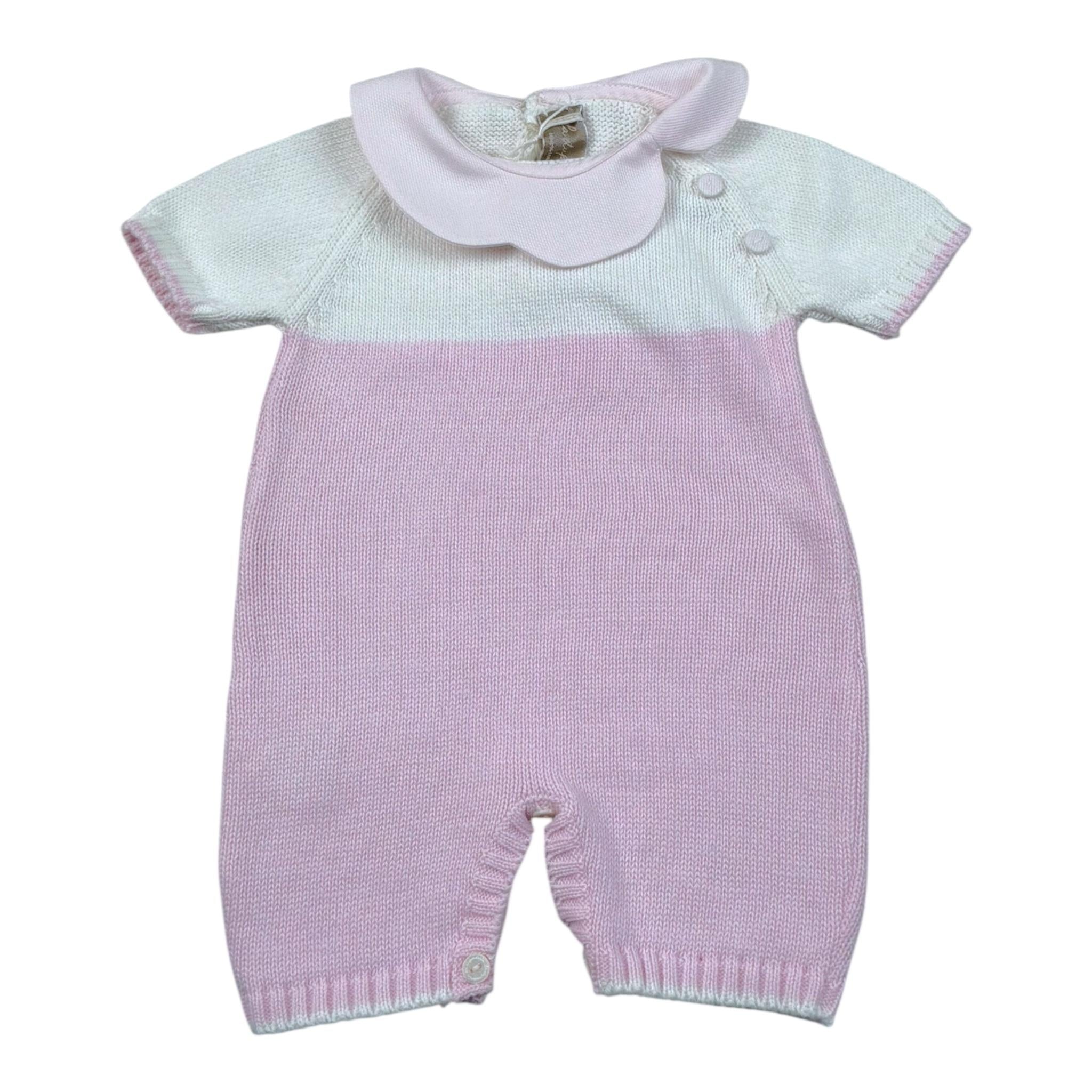 La Stupenderia Pagliaccetto Bicolore Mezza Manica con Colletto per Neonata SBTT52102103 BIANCO/ROSA LA STUPENDERIA 