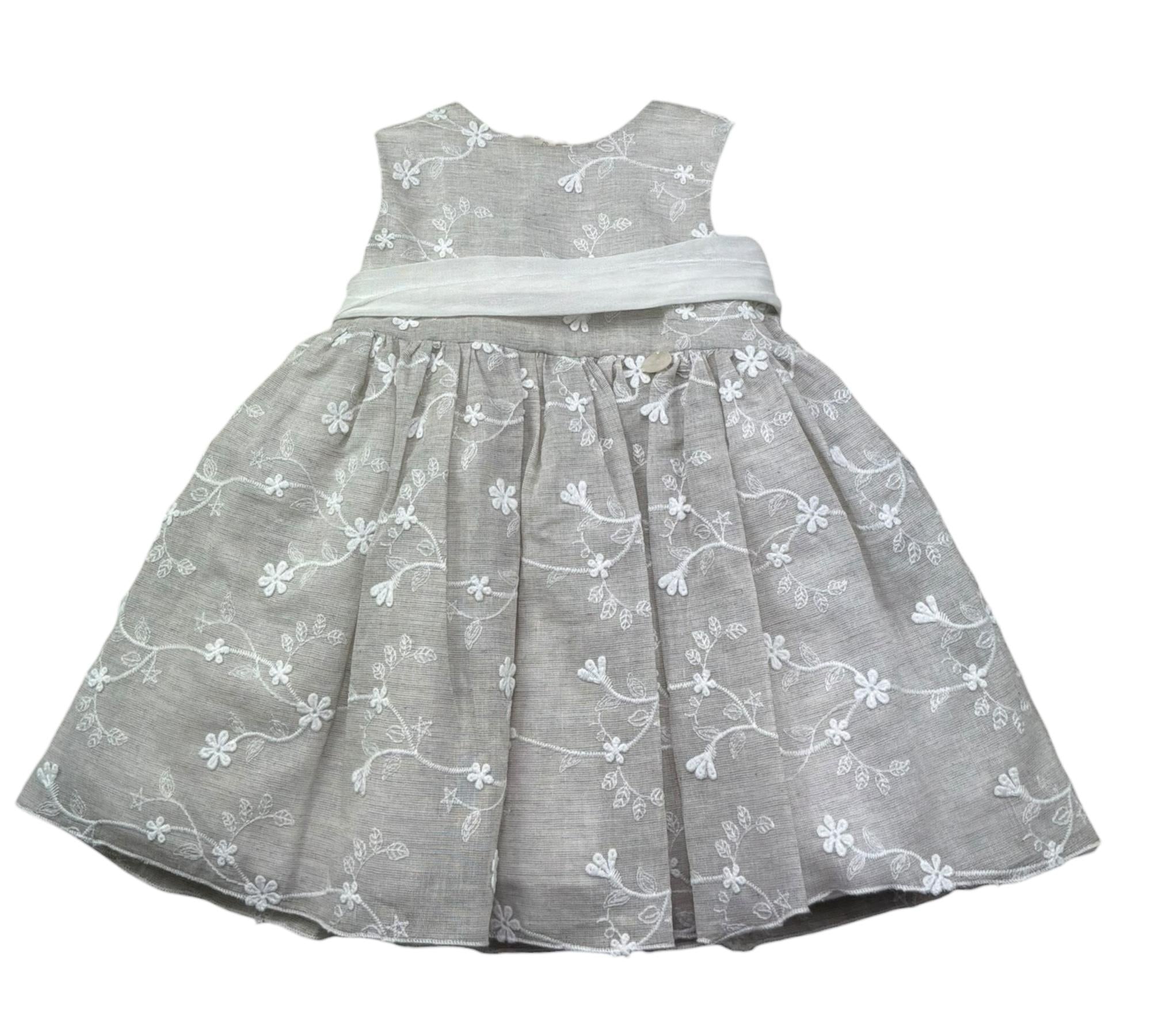 Le Bebe Abito Giromanica Cerimoniale Tinta Unia con Ricami per Neonata LBG373 BEIGE LE BEBE 