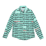 Daniele Alessandrini Camicia Manica Lunga Tinta Unita con Stampe Loghi Verde per Bambino