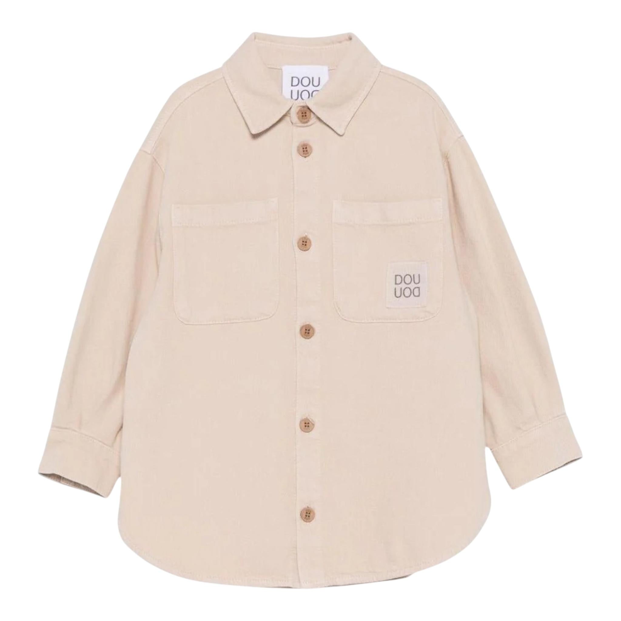 Dou Dou Camicia Tinta Unita con Tasche E Stampa per Bambina DW277 BEIGE DOU DOU 