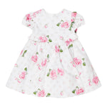 Monnalisa Abito Mezza Manica Tinta Unita con Stampe Rose per Neonata 31A909 BIANCO MONNALISA 