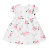 Monnalisa Abito Mezza Manica Tinta Unita con Stampe Rose per Neonata 31A909 BIANCO MONNALISA 