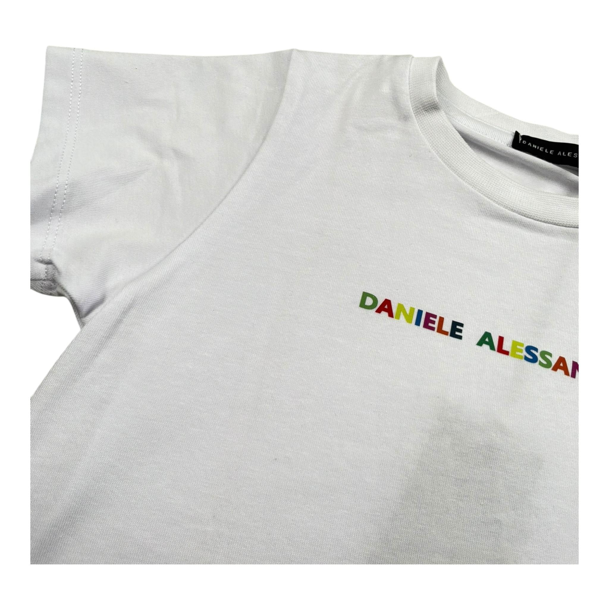 Daniele Alessandrini T-Shirt Girocollo Tinta Unita con Logo per Bambino 1296M00007J BIANCO DANIELE ALESSANDRINI 