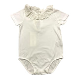 Zhoe & Tobiah Body Mezza Manica Tinta Unita Con Colletto Ricamato Bianco Per Neonata