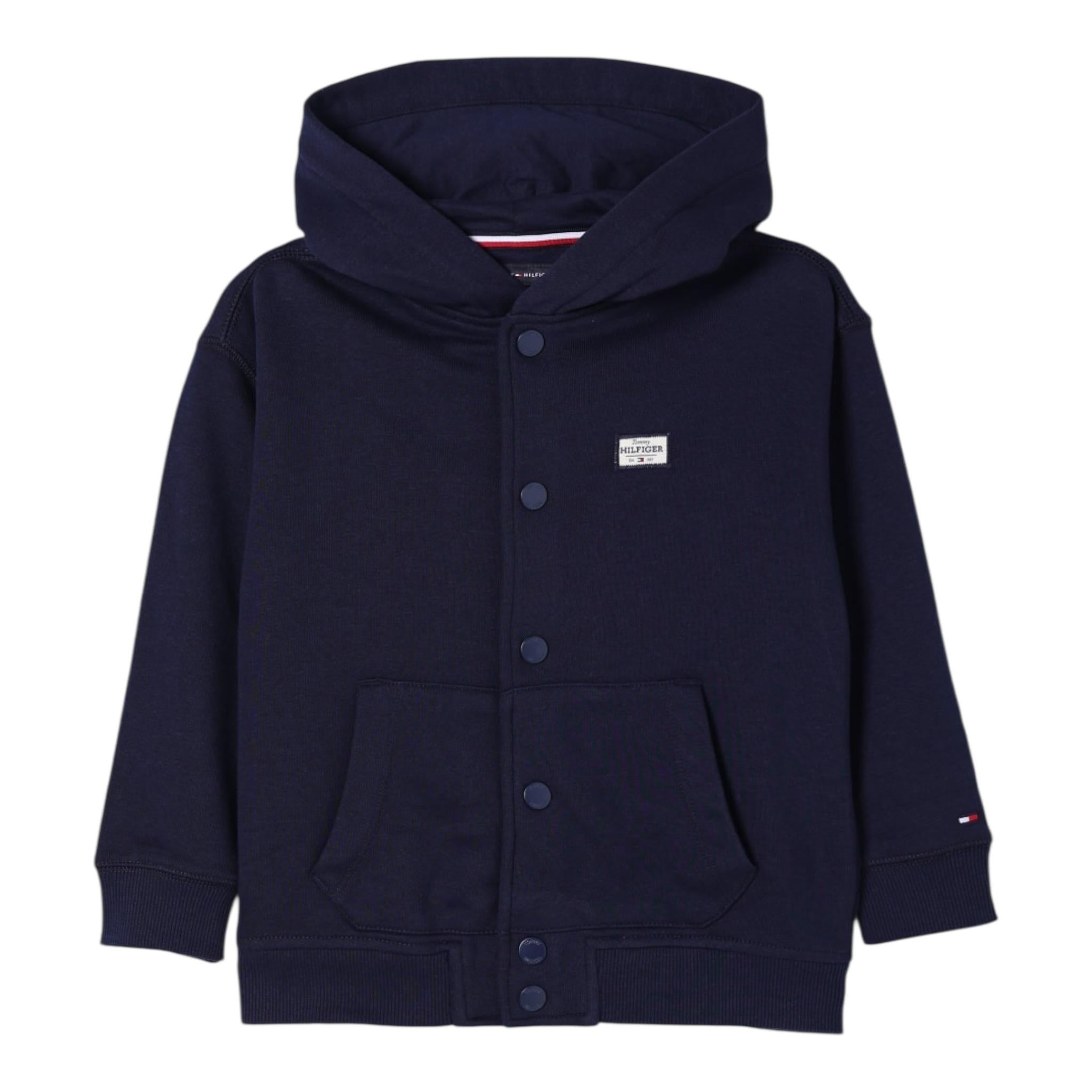Tommy Hilfiger Felpa con Bottoni E Cappuccio Tinta Unita per Bambino KB0KB09314 BLU TOMMY HILFIGER 