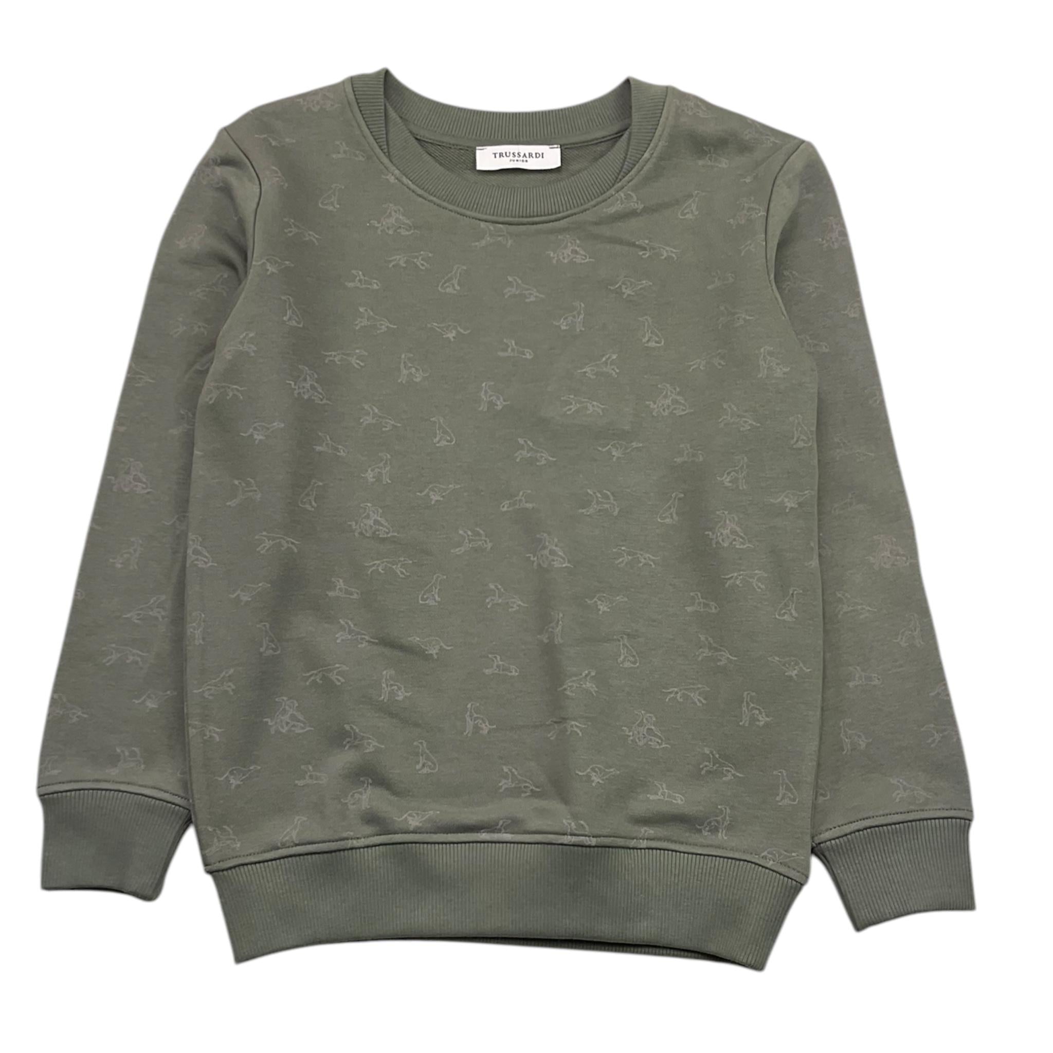 TRUSSARDI felpa chiusa girocollo tinta unita con stampa Verde per Bambino TBA25113FE VERDE TRUSSARDI 