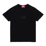 Diesel T-Shirt Girocollo Tinta Unita Con Traforo Nero Per Bambina