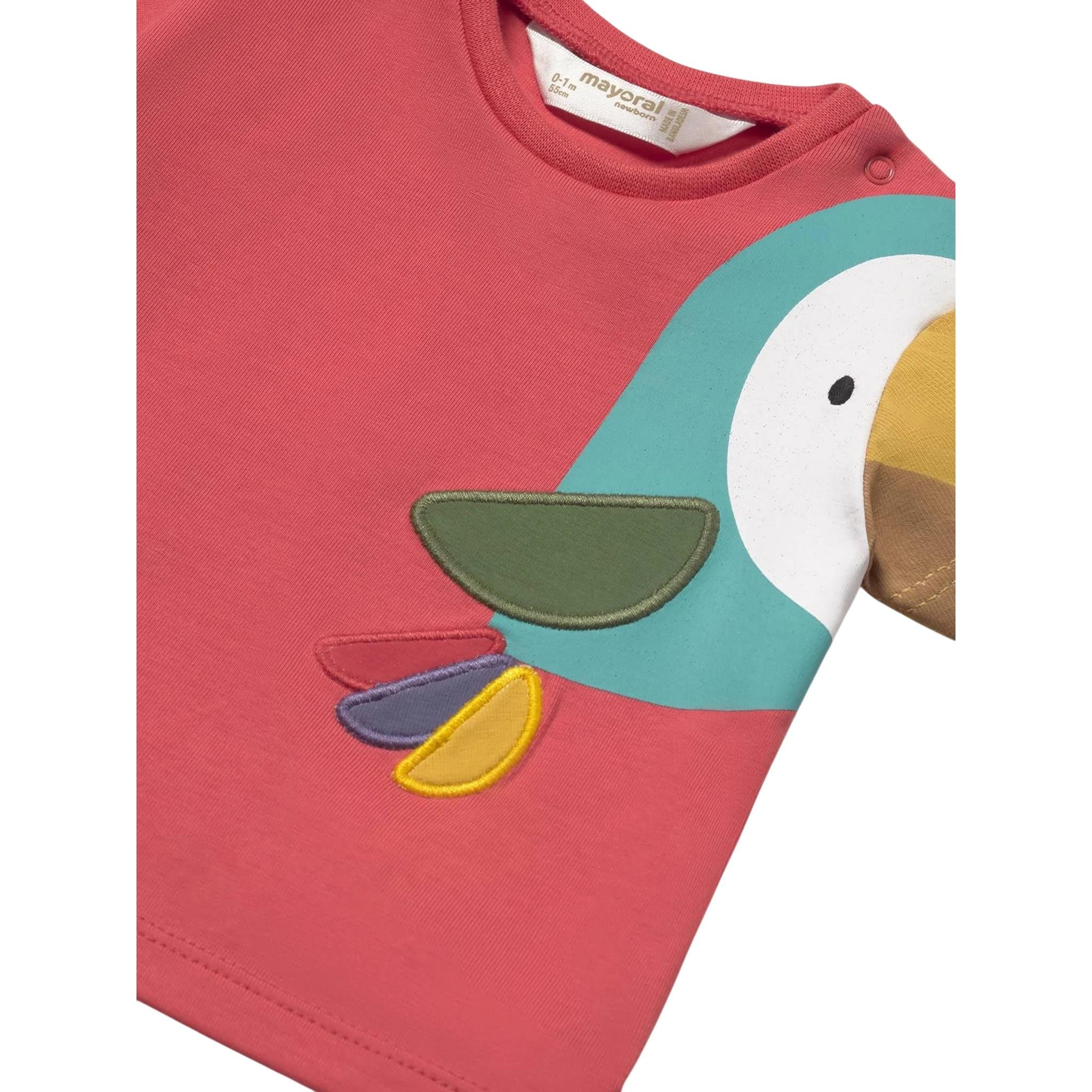 Mayoral T-Shirt Girocollo tinta unita con Stampa In Contrasto Rosso per Neonato 10377 ROSSO MAYORAL 
