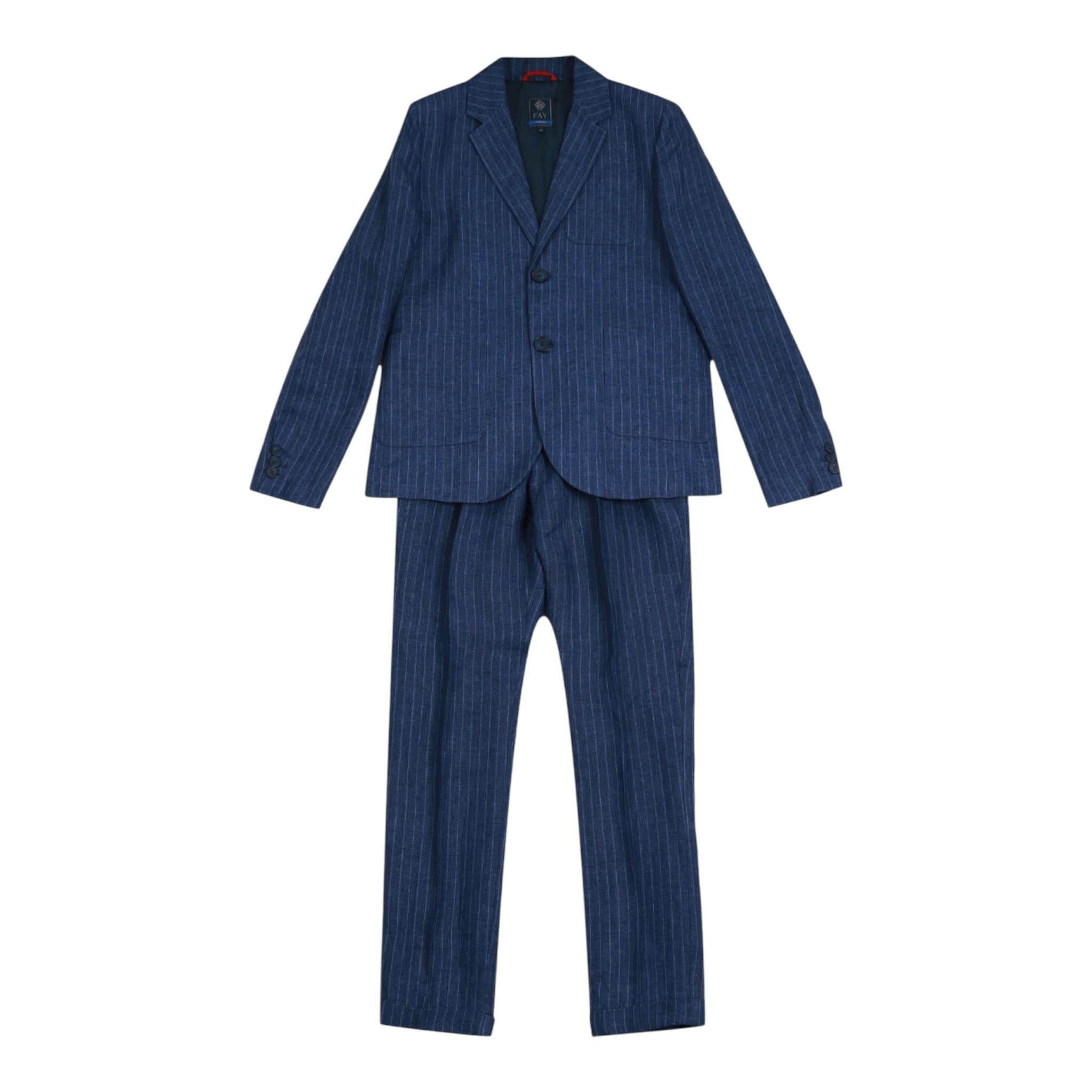 Fay Completo Tinta Unita 2 Pezzi Pantalone-Giacca Fantasia A Righe per Bambino FW3P30 BLU FAY 