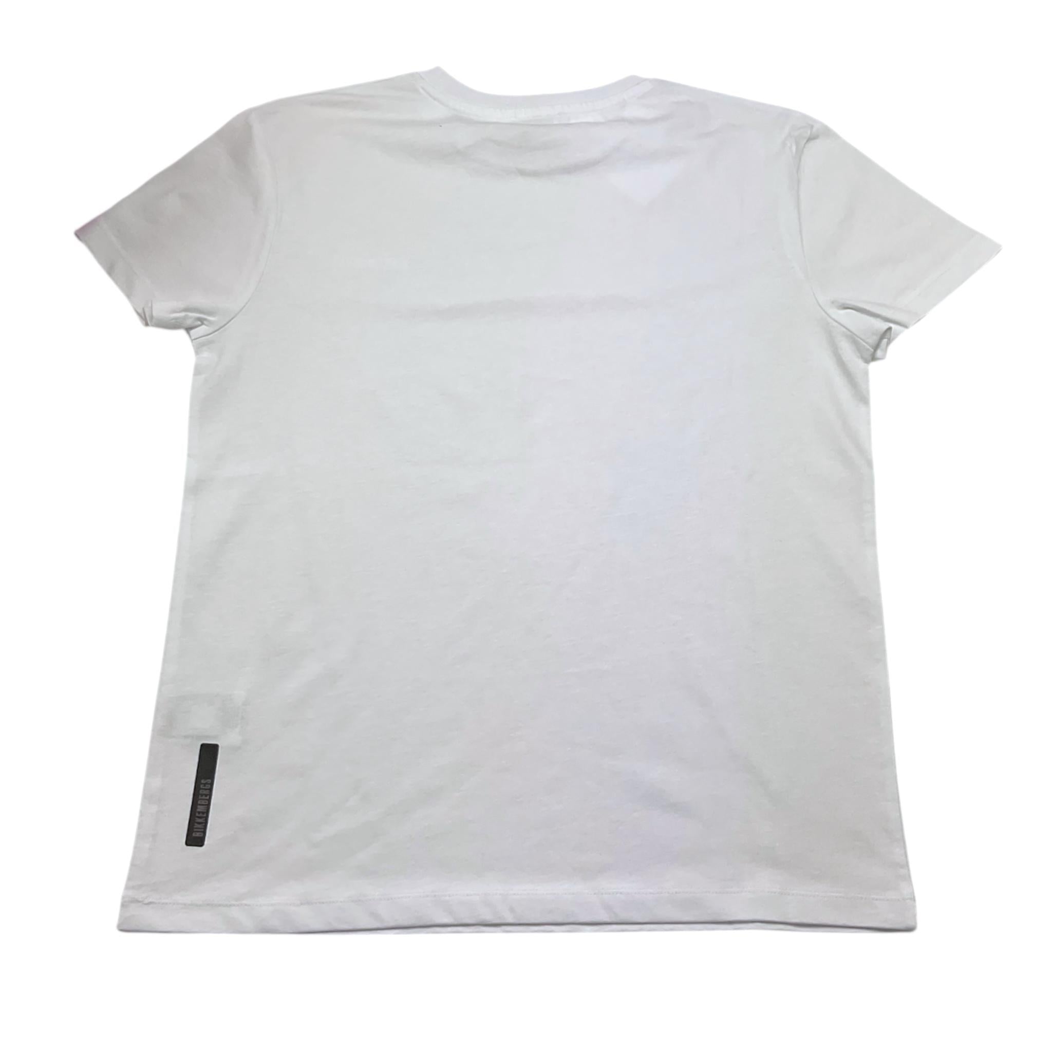 Bikkembergs T-Shirt Girocollo Tinta Unita con Stampa per Bambino BK3169 BIANCO BiKKEMBERGS 