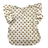 Lu Lu By Miss Grant Camicia Giromanica Tinta Unita Fantasia Pois Bianco/Beige Per Bambina