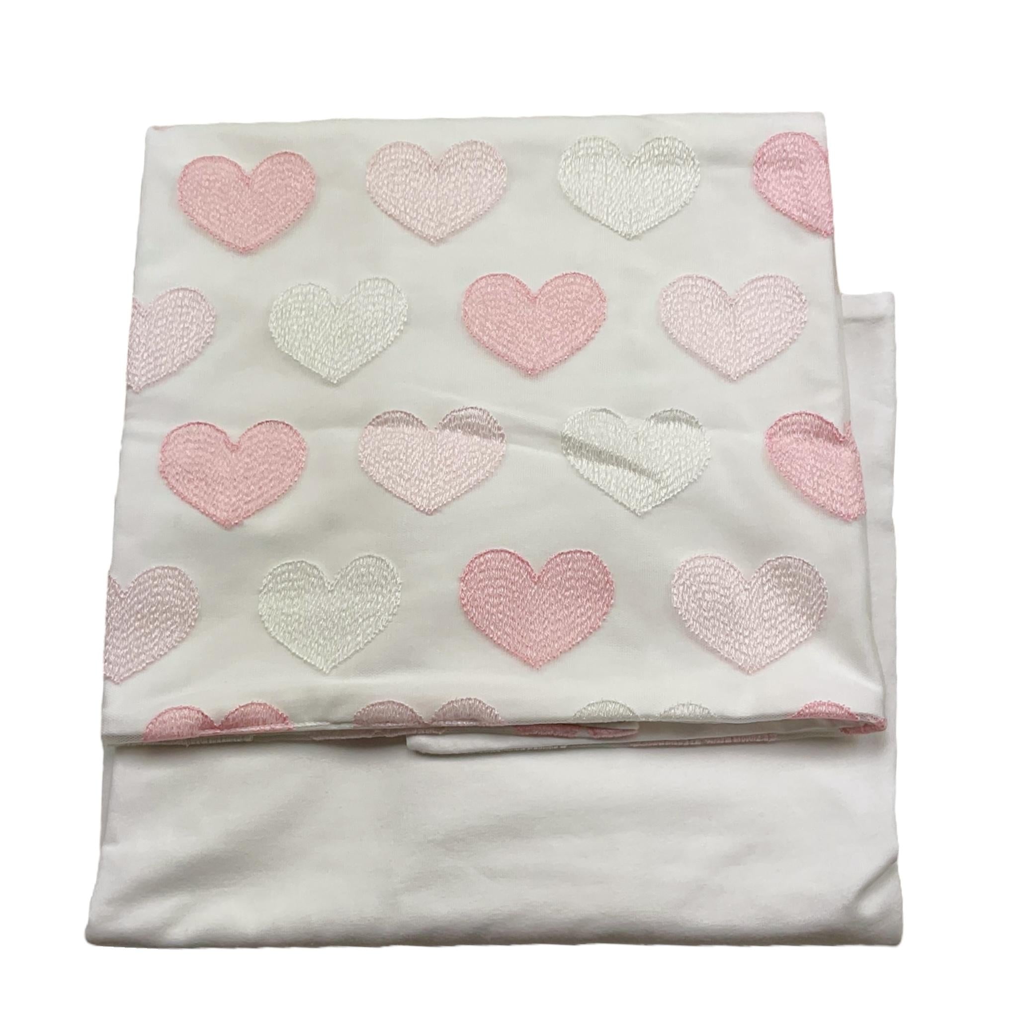 Ninnaoh Coperta Tinta Unita con Fantasia Cuori per Neonata E21COP14 BIANCO NINNAOH 