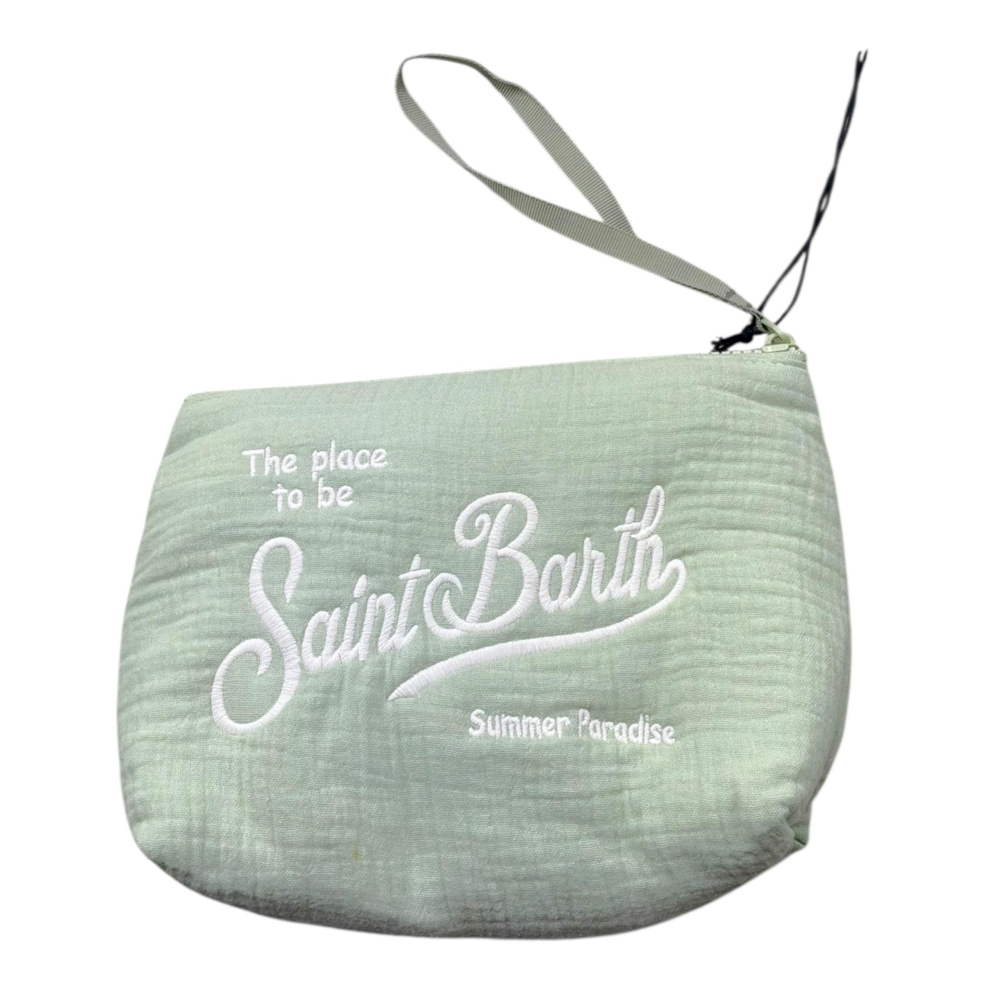 Saint Barth Pochette Tinta Unita con Stampa per Bambina 00350L VERDE ACQUA SAINT BARTH 