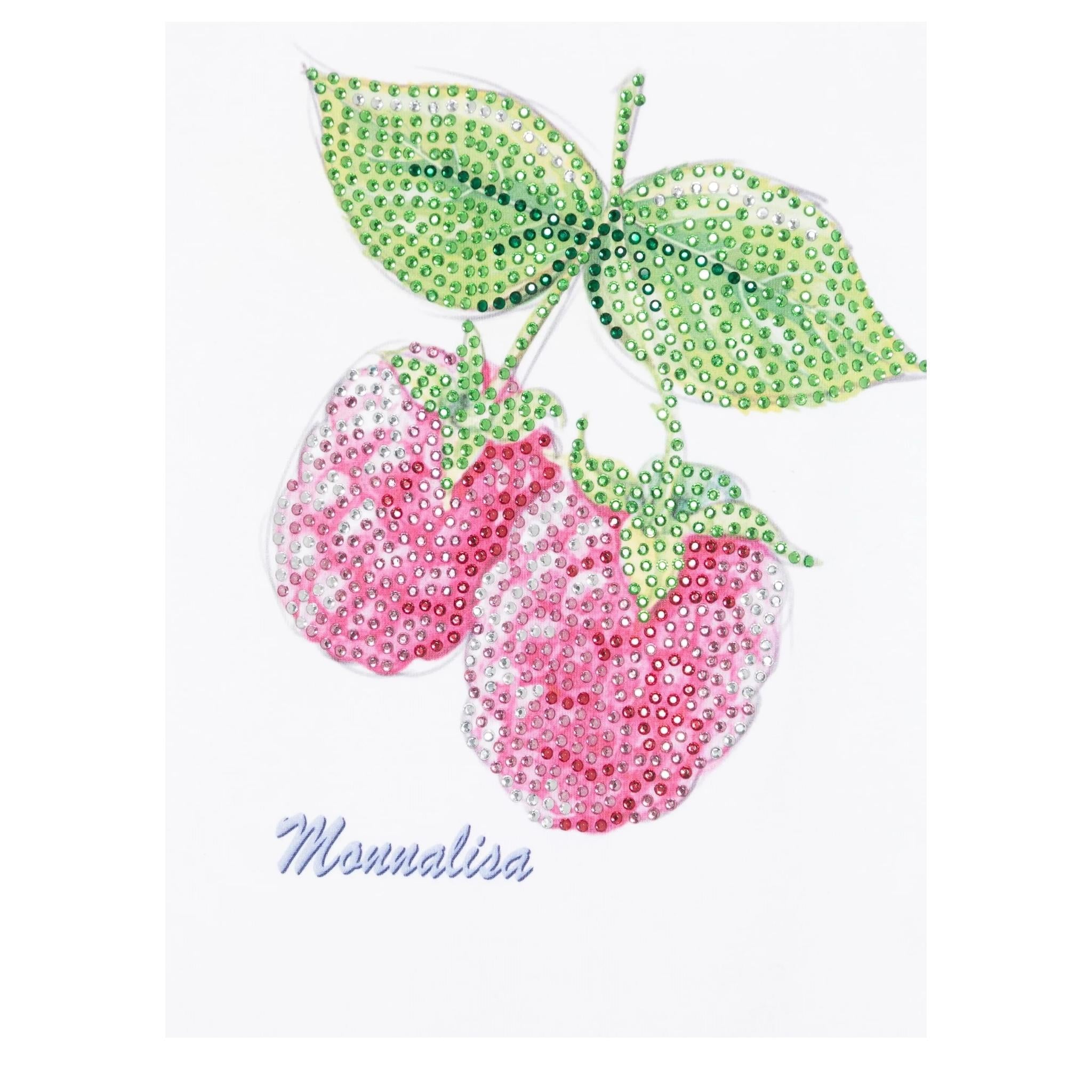 Monnalisa T-Shirt Girocollo Tinta Unita con Brillantini per Bambina 19E617X BIANCO MONNALISA 