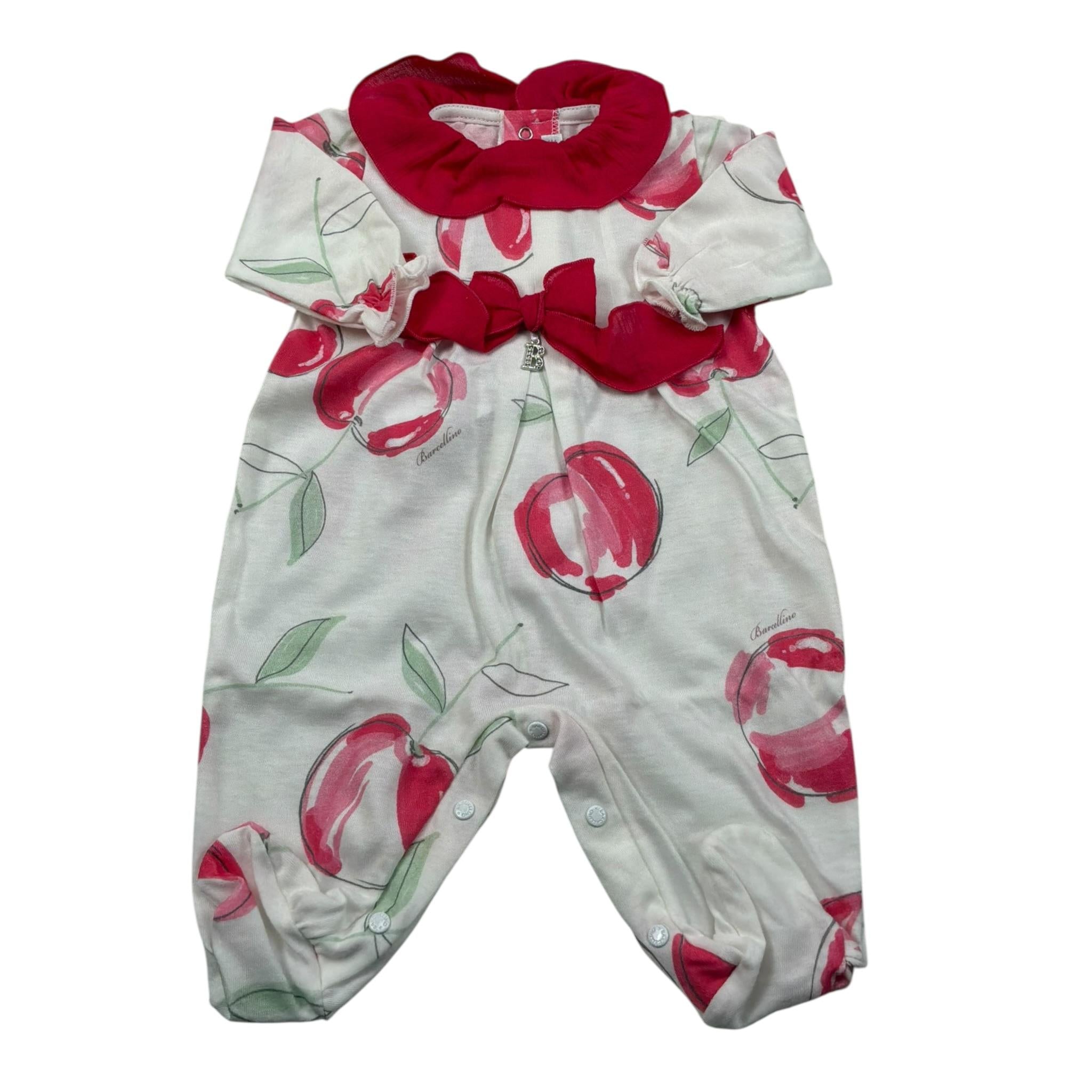 Barcellino Tutina Manica Lunga Tinta Unita con Stampe per Neonata 101101 BIANCO BARCELLINO 