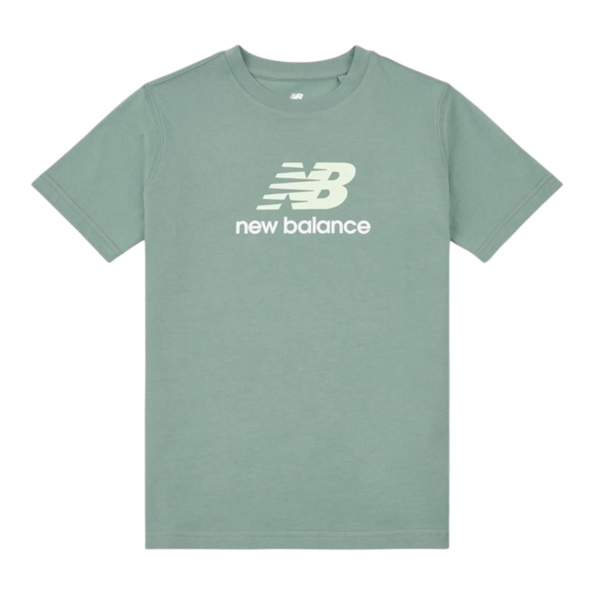 New Balance T-Shirt Girocollo Tinta Unita con Stampa Logo per Bambino LAKB0009 VERDE NEW BALANCE 