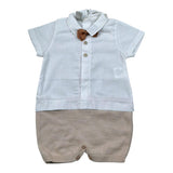 Marlu' Pagliaccetto Mezza Manica Bicolore per Neonato EB5223X BIANCO/BEIGE MARLU' 