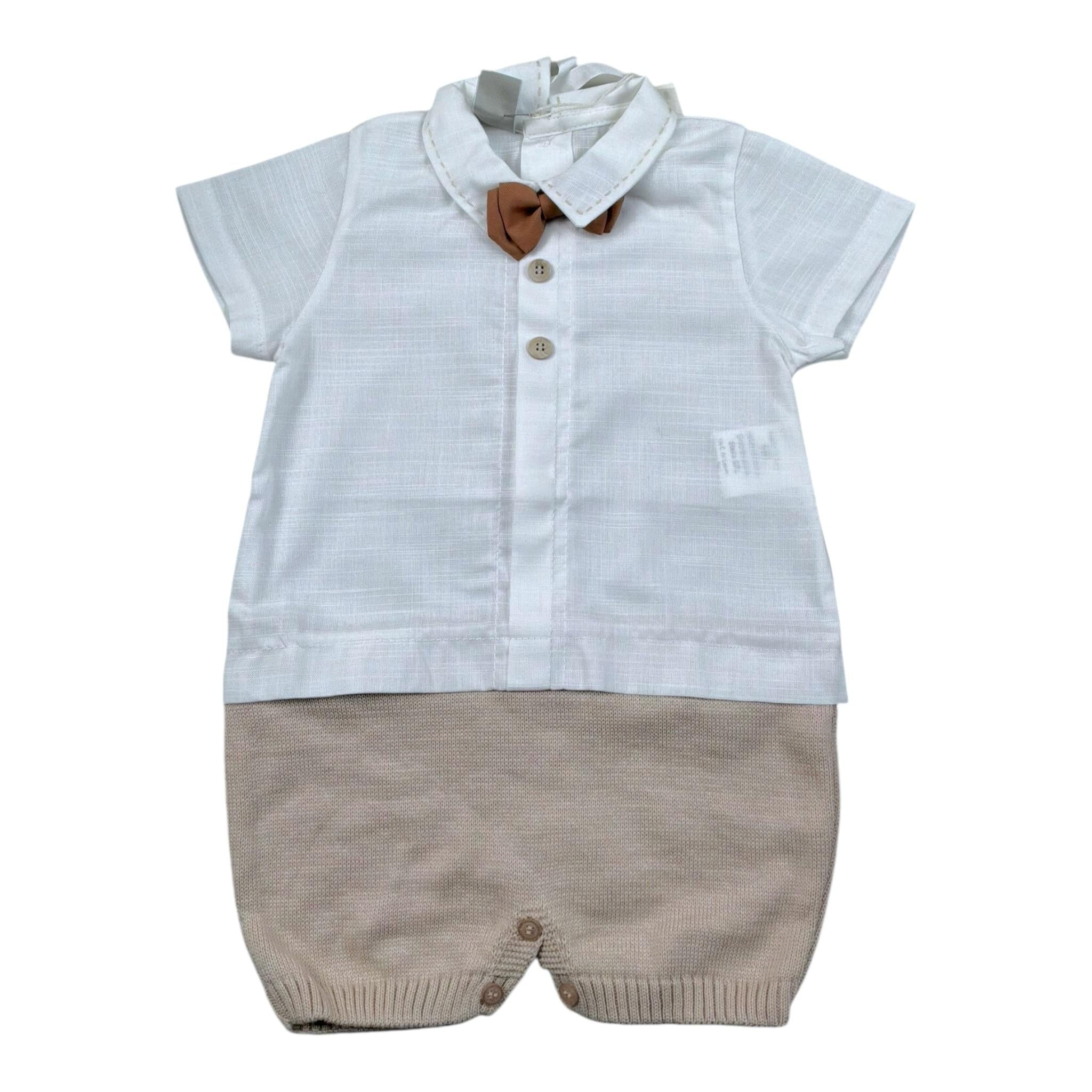 Marlu' Pagliaccetto Mezza Manica Bicolore per Neonato EB5223X BIANCO/BEIGE MARLU' 