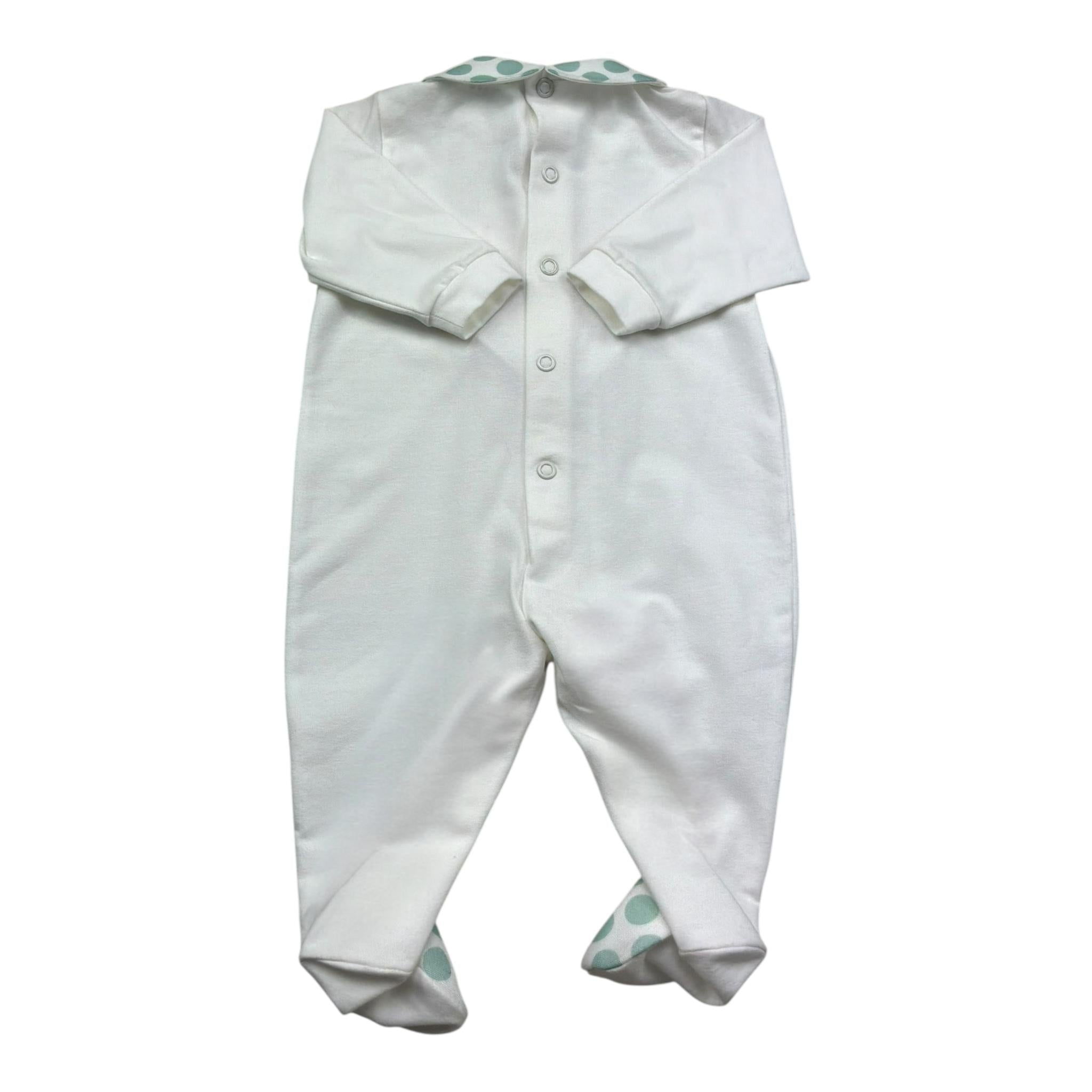 I Delfi Tutina Manica Lunga Tinta Unita con Colletto In Contrasto per Neonata 25P5140 BIANCO I DELFI 