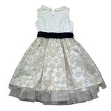 Monnalisa Abito Mezza Manica Tinta Unita con Cintura In Contrasto per Bambina 715905 PANNA MONNALISA 