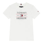 Tommy Hilfiger T-Shirt Girocollo Tinta Unita con Logo per Bambino KB0KB09538X BIANCO TOMMY HILFIGER 
