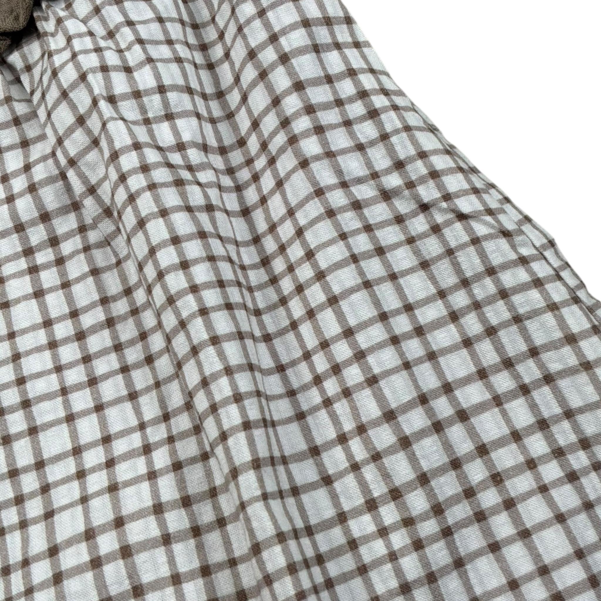 Petit Indi Abito Bicolore con Fantasia Quadri per Neonata SS25BK6527X BIANCO/BEIGE PETIT INDI 