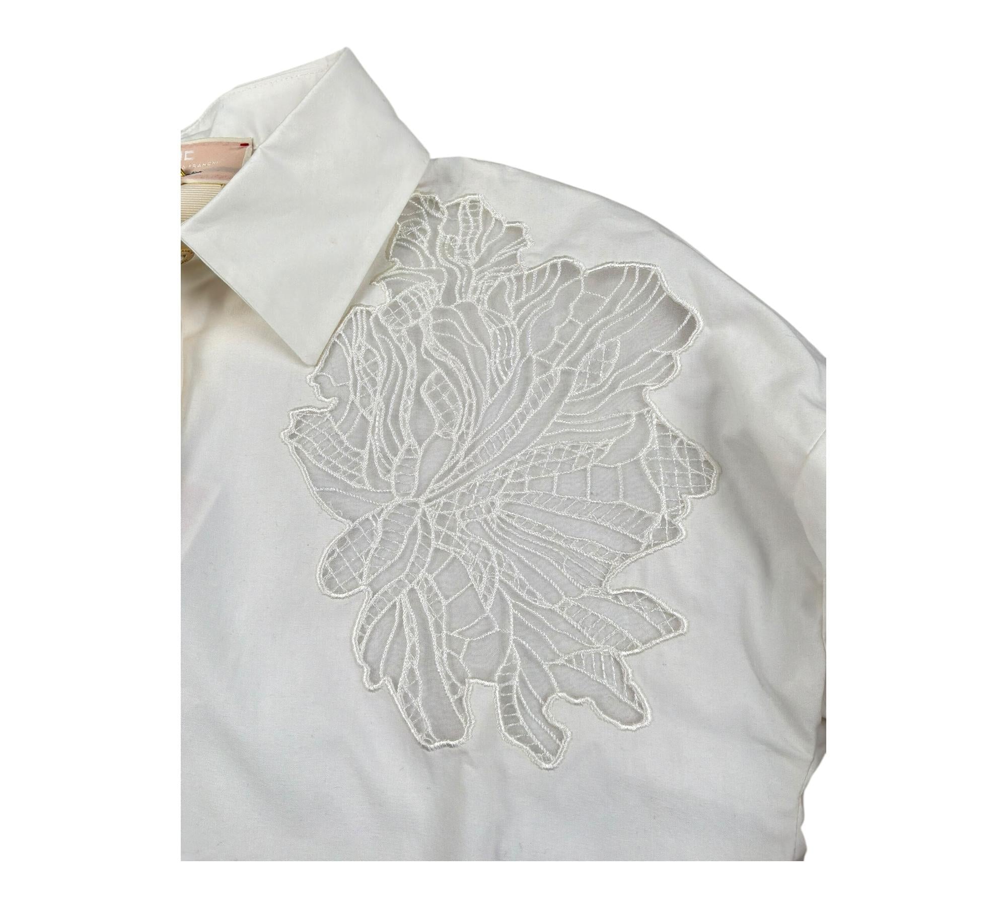 Elisabetta Franchi Camicia Manica Lunga Tinta Unita con Ricami per Bambina EFCA263 PANNA ELISABETTA FRANCHI 