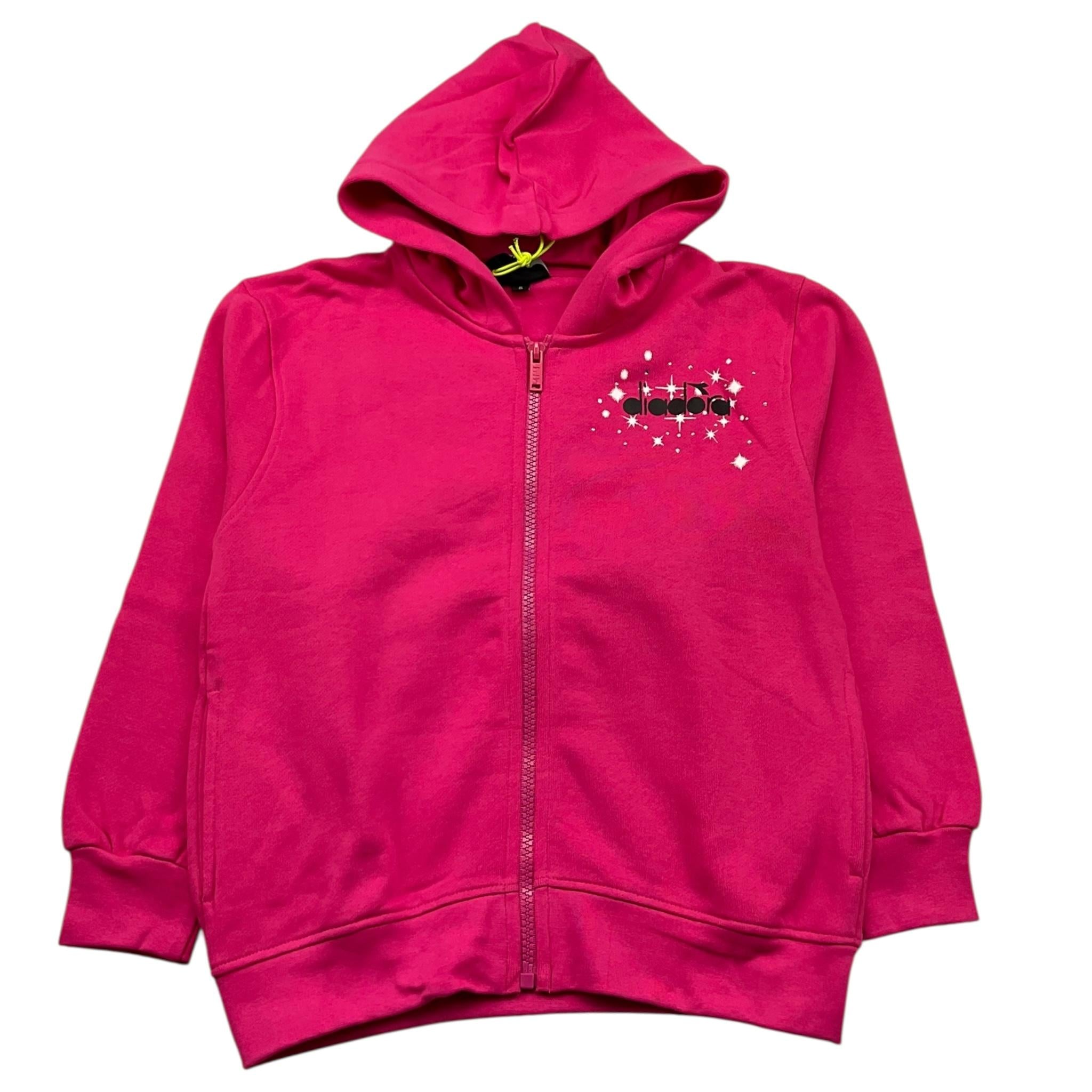 DIADORA felpa con zip e cappuccio tinta unita con logo Fuxia per Bambina F4DIBGZH098 FUXIA DIADORA 