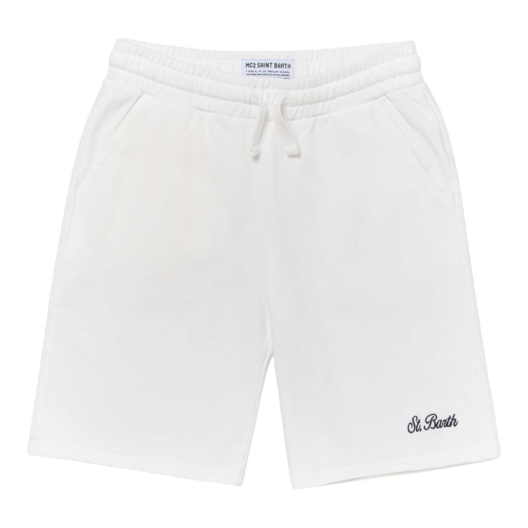 Saint Barth Bermuda Tinta Unita con Elastico In Vita per Bambino RANL001 BIANCO SAINT BARTH 