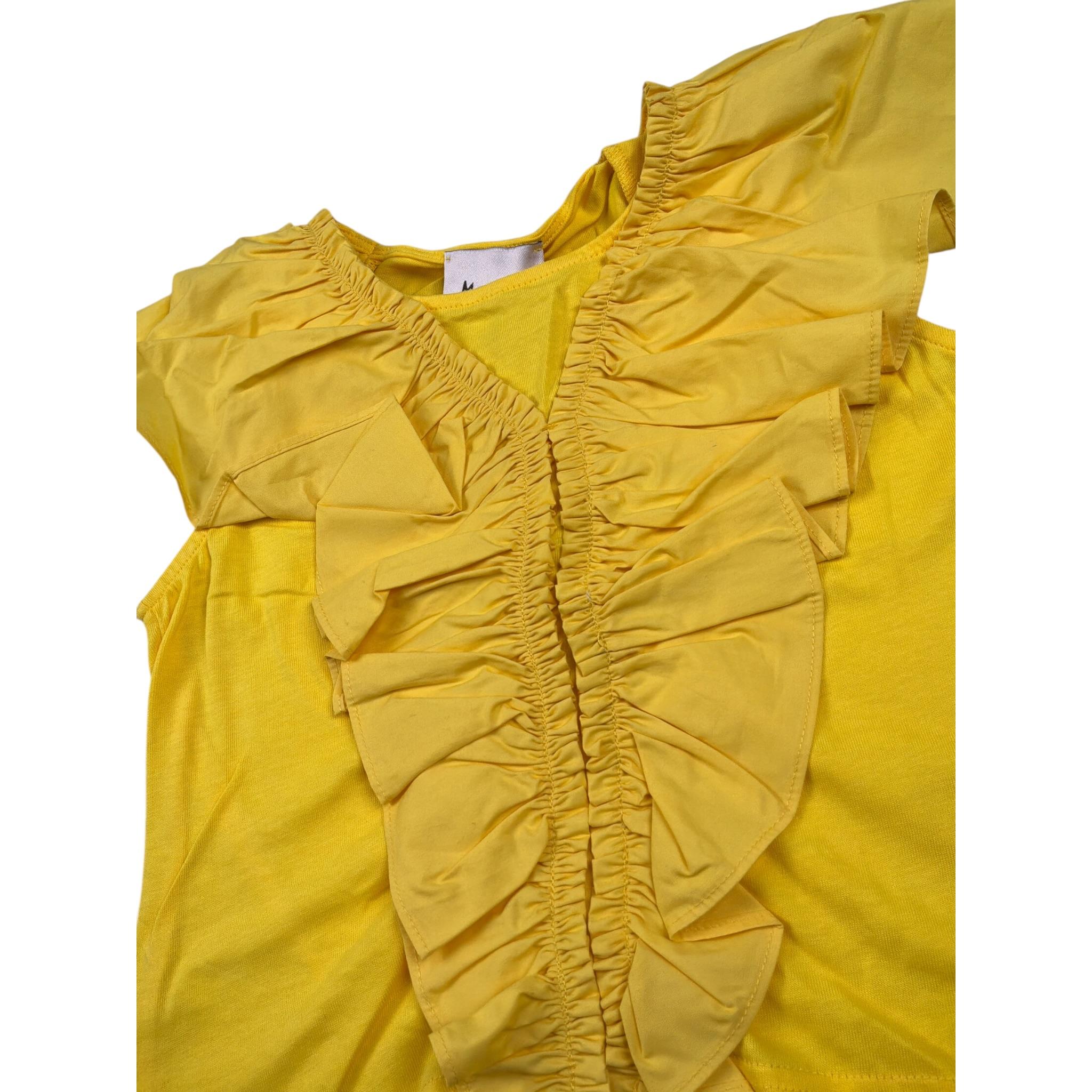 Mariuccia Top tinta unita Giromanica con Rouches Giallo per Bambina MMBSS22C475 GIALLO MARIUCCIA 