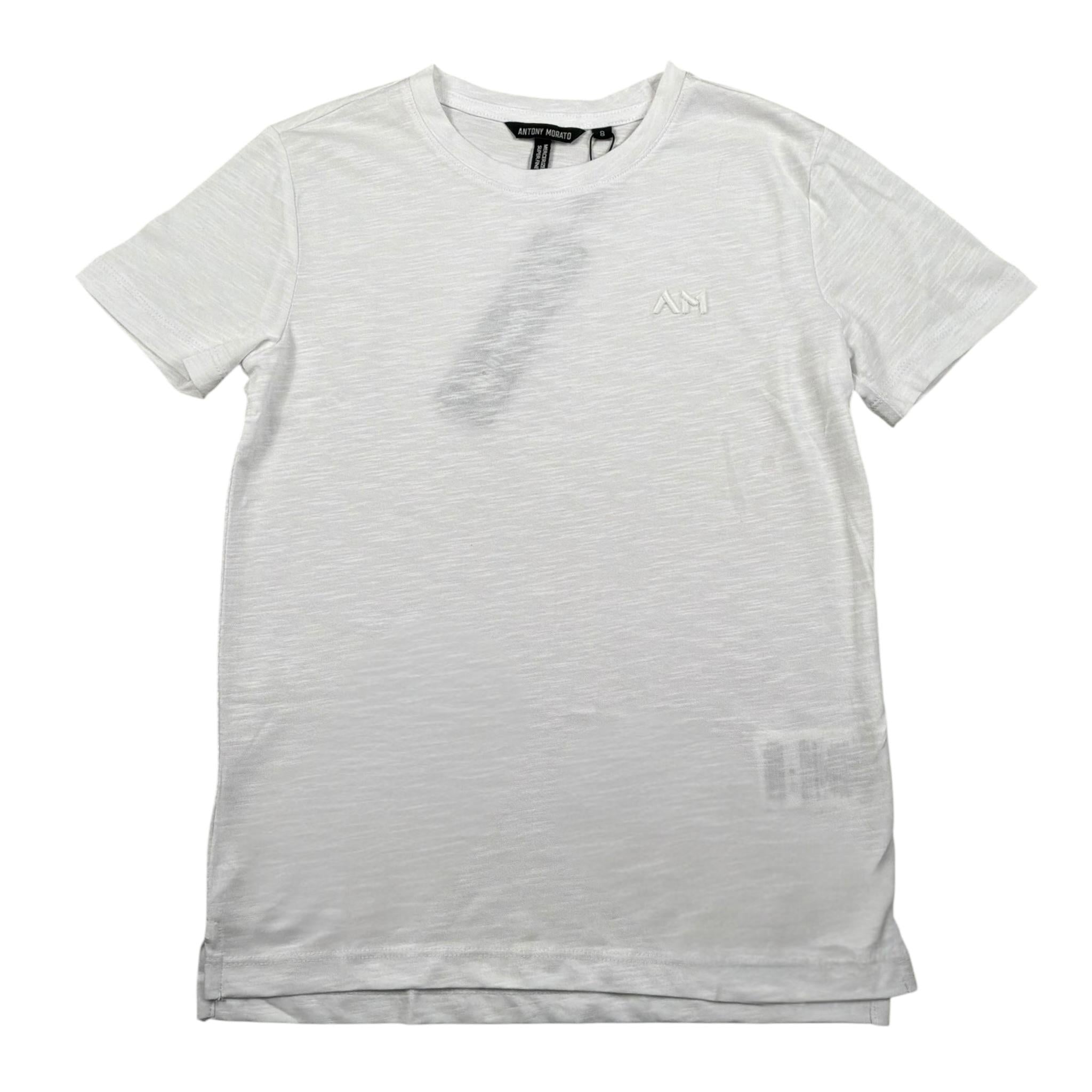 Antony Morato T-Shirt Girocollo Tinta Unitacon Logo per Bambino MKKS00708 BIANCO ANTONY MORATO 