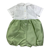 Crocchette Pagliaccetto Bicolore Mezza Manica Bianco/Verde Per Neonato